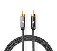 Câble Subwoofer RCA Mâle vers RCA Mâle Gris Métal Câble Tressé