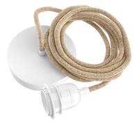 Câble Suspension Luminaire Corde et Blanc-Fil Electrique en Tissu 2,5m-1 x Ampoule Douille E27-Pour Salon,Cuisine,Chambre-Modèle