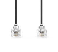 Câble Telecom | RJ11 Mâle | RJ11 Mâle | 5.00 m | Conception de câble: Plat | Plaqué Or | Type de câble: RJ11 | Noir | Label