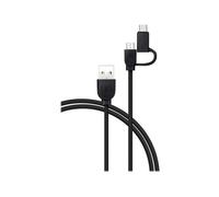 Câble 2 en 1 USB A/micro USB & USB C - 1,2m noir