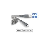 Câble téléphone portable Force Power Cable Ultra Renforce USB-A/Lightning 3m Recycle Gris