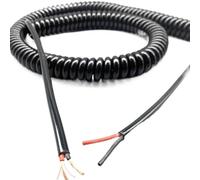 Câble télescopique en spirale, fil extensible, Câble d'alimentation télescopique à 2 conducteurs, carré de 1,5 mm, extensible de 1 à 12 mètres, câble spiralé noir, fil spiralé à ressort en cuivre pur,