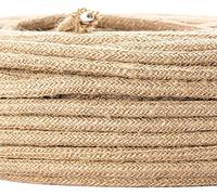 Câble textile en jute - 5 m - 3 fils - 3 x 0,75 mm² - Avec câble de terre - Accessoire de lampe - Gaine en plastique - Câble de lampe en chanvre tressé