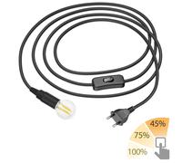 Câble textile LEHA avec fiche et interrupteur noir 3 m incl. lampe LED E14 W [EEK: E]