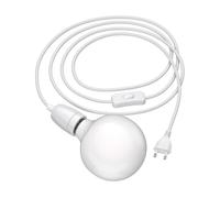 Câble textile LEHA II avec fiche interrupteur et douille E27 en porcelaine