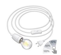 Câble textile LEHA II fiche interrupteur E27 douille porcelaine blanche 3 m