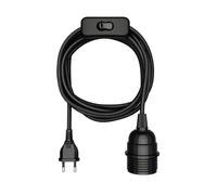 Câble textile LEKA prise interrupteur noir 3 m douille de lampe 1x E27 max. 60W