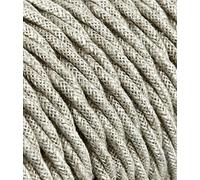 Câble Textile pour Lampe, câble en Tissu 3 Fils (3 x 1,50 mm2) - Canvas Beige. Fabriqué en Italie (5 Metri)
