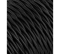Câble Textile pour Lampe, câble en Tissu 3 Fils (3 x 1,50 mm2) - Noir. Fabriqué en Italie (10 Metri)