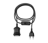 ledscom.de Câble textile RETRA, fiche, interrupteur, noir mat, 3 m, douille, 1x E27 max. 60 W