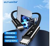 Câble Thunder-bolt 5 120Gbps synchronisation de données 240W charge rapide 16K30Hz câble USB4 Type C Compatible pour MacBook, iPad, station d'accueil, SSD 120Gbps Type C Cable