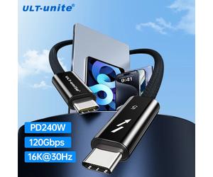 Câble Thunder-bolt 5 120Gbps synchronisation de données 240W charge rapide 16K30Hz câble USB4 Type C Compatible pour MacBook, iPad, station d'accueil, SSD 120Gbps Type C Cable