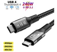 Câble Thunderbolt 4 de Type C, 40Gbps, 8K, 60Hz, Standard, USB4, USB C, PD3.1, QC4.0, 240W, charge rapide, pour Huawei, Iphone 15, Macbook Pro extend-240W-1M