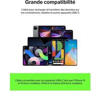 Câble tressé - BELKIN - USB-A vers USB-C - 3 m - Noir
