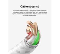 Câble tressé - BELKIN - USB-C vers USB-A - 0,15 m - Blanc