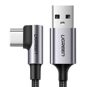Câble tressé robuste coudé USB-C QC 3.0 3A 2 m gris