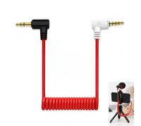 Câble TRS vers TRRS, Adaptateur TRS TRRS Câble Microphone 3,5 mm Mâle à Mâle Angle Droit, Adaptateur Audio Smartphone pour Micro Externe, Compatible VideoMic VideoMicro Boya, Spiralé Remplacement