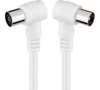 Câble TV 10 mètres Full HD Câble coaxial antenne à angle 90 degrés pour TV et radio, prise mâle à femelle, câble blanc droit