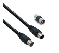 Câble TV coaxial 9,52 mm mâle/fem.+adaptateur mâle/mâle 2 m - noir