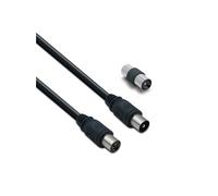 Câble TV coaxial 9,52 mm mâle/fem.+adaptateur mâle/mâle 2 m - noir