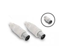 Câble TV coaxial 9,52 mm mâle/fem. + adaptateur mâle/mâle 5 m - blanc