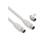 Câble TV coaxial 9,52 mm mâle/mâle adaptateurs universels 5 m Blanc