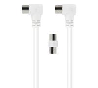Câble TV Coaxial 9.52mm Coudé Mâle/Femelle 2m avec Adaptateur Mâle/Mâle Force Power Blanc G