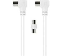 Câble TV Coaxial 9.52mm Coudé Mâle/Femelle 5m avec Adaptateur Mâle/Mâle Force Power Blanc G
