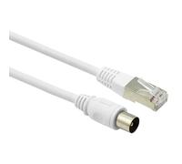Câble TV Coaxial 9.52mm / Ethernet RJ45 CAT8 Mâle/Mâle 2m Force Power Blanc