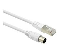 Câble TV Coaxial 9.52mm / Ethernet RJ45 CAT8 Mâle/Mâle 2m Force Power Blanc