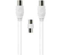Câble TV Coaxial 9.52mm Mâle/Femelle 2m avec Adaptateur Mâle/Mâle Force Power Blanc G