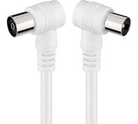 Câble TV de 1,5 m avec connecteur à Angle Droit Blanc, idéal pour connecter des appareils dans des espaces restreints.