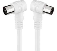 Câble TV Full HD 25 m Câble coaxial antenne à angle 90 degrés pour TV et radio, prise mâle à femelle, câble blanc droit