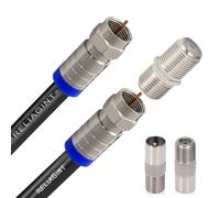 Câble Tv Rg6 - Connecteur F En Cuivre Étanche Avec Câble F81/Rf Pour Rallonge, Vidéo Hd Haute Vitesse Jusqu'À 3 Ghz Pour Stb, Tv À Parabole, Satellite, Antenne (5M, Blanc)