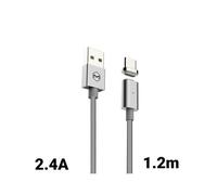 Câble Type-C Mcdodo Magnétique Argent (1,2m, 2,4a Max, Indicateur Led)