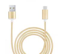 Câble Type C Pour Motorola Moto E7i Power Câble Usb Tressé Nylon 1,3 Mètre Câble Charge/Synchro Rapide-Transfert De Données Type C - Or Gold