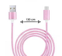 Câble Type C Pour Oppo Reno4 Pro Artist Limited Edition Câble Usb Tressé Nylon 1,3 Mètre Câble Charge/Synchro Rapide-Transfert De Données Type C - Rose