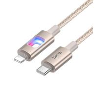 Câble Type-C vers 8 Pin 120 cm Charge Rapide 27 W Éclairage LED Nylon Tressé Or YONIS