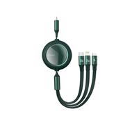 Câble Type-C vers MicroUSB+Lightning+Type-C Baseus Bright Mirror 3 en 1 Rétractable Vert 100W, 1,2m