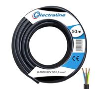 Câble U-1000 R2V noir 1,5 mm² - Couronne 50 m - 3G 1,5 mm²
