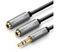 Ugreen Câble audio 10532 - 3,5 mm mâle vers 2×3,5 mm femelle - 0,2 m Noir