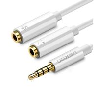 Câble Ugreen séparateur de casque mini jack 3,5 mm - 2 x mini jack 3,5 mm (2 x sortie stéréo) 20 cm blanc (AV134)