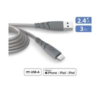 Cable Ultra Renforce USB-A/Lightning 3m Recycle Gris