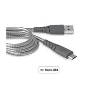 Câble Ultra-Renforcé USB A / microUSB 2.1A 2m FastCharge 10.5W Gris + Garantie à vie Force Power