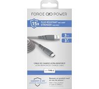 Câble Ultra-renforcé USB A/USB C 3m 3A Gris - Garanti à vie Force Power
