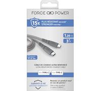 Force Power - Câble USB - 24 pin USB-C (M) pour 24 pin USB-C (M) - 3 A - 1.2 m - Alimentation USB (15 W) - gris