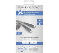 Câble renforcé C/C 2m 3A Gris