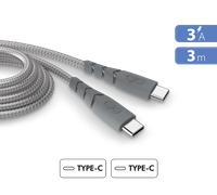 Câble Ultra-Renforcé USB C / USB C 3A 3m PD 60W Gris + Garantie à vie Force Power