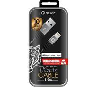 Câble Ultra Résistant MUVIT TIGER USB / Lightning - 1.2 m - Gris