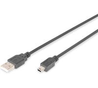 Câble USB 2.0 - 1 m - USB A vers Mini B (5 broches) - 480 Mbps - Câble de connexion pour PC, ordinateur portable, appareils photo ou hubs - Sachet en polyéthylène - Noir